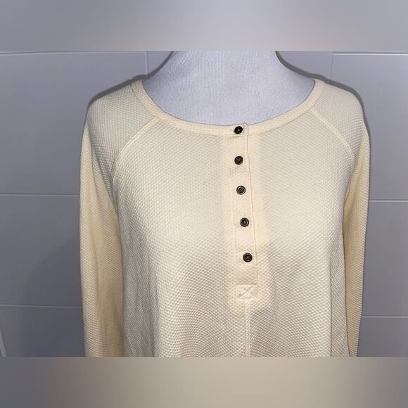 NWT long John shirt, cream with maroon and forest green sleeves - Picture 2 of 6